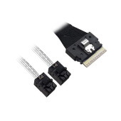 Кабель Luxshare L285SL014-SD-R, SlimSAS SFF8654(x8) to 2x HDmSAS SFF8643(x4), 100см