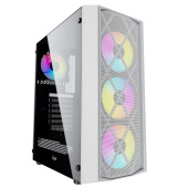 Корпус Powercase Корпус Powercase Rhombus X4 White, Tempered Glass, Mesh, 4x 120mm 5-color LED fan, белый, ATX (CMRMW-L4) (202773)