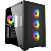 Корпус Powercase Корпус Powercase Vision Black, Tempered Glass, 4х 120mm 5-color fan, чёрный, ATX (CVBA-L4) (202872)