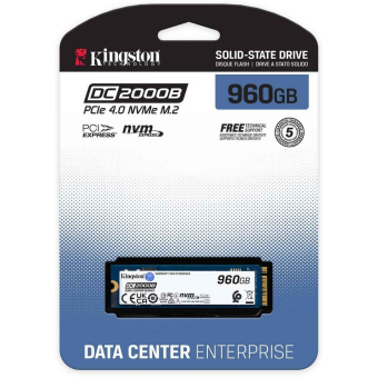 Твердотельный накопитель SSD Kingston M.2 2280 960GB DC2000B Enterprise SSD PCIe Gen4x4 with NVMe, 7000/1300, 3D TLC NAND, 700TBW, 0,4DWPD, RTL