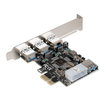 Контроллер Exegate Контроллер ExeGate EXE-367 (PCI-E x1 v2.0, 3*USB3.0 ext. + 1*USB3.0 int., разъем доп.питания, VIA Labs Chipset VL805)