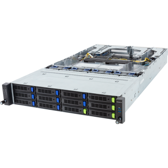 Серверная платформа Gigabyte R283-S93-AAF1 2U, 2x LGA4677, 32x DDR5, 4x 3.5" SAS/SATA/NVME, 8x 3.5" SAS/SATA, 2x PCIE Gen5 x16 GPU, 2x PCIE Gen5 x16, 4x PCIE Gen5 x8, 2x OCP 3.0 x16, 2x 2400W