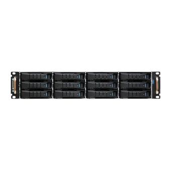 Корпус AIC XE1-2ET00-18 12x SAS/SATA 3,5/2,5" hot-swap, 2x 7mm 2.5" hot-swap, E-ATX, 12G EOB backplane, 2x800W, 2U, Black, rail kit