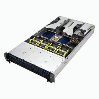 Серверная платформа ASUS RS521A-E12-RS24U 2U, 1x AMD EPYC 9004/9005 SP5, 24x DDR5 RDIMM 4800/5200, 16x 2.5" SAS/SATA/NVME, 8x 2.5" SAS/SATA, 2x 2.5" SATA, 5x PCIE Gen5, 2x M.2, 1x OCP 3.0 x16, 2x 1GbE, 2x 2000W (90SF03X1-M000R0)