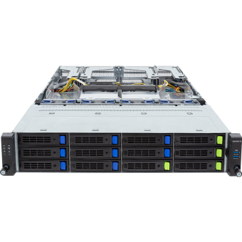 Серверная платформа Gigabyte R283-S93-AAF1 2U, 2x LGA4677, 32x DDR5, 4x 3.5" SAS/SATA/NVME, 8x 3.5" SAS/SATA, 2x PCIE Gen5 x16 GPU, 2x PCIE Gen5 x16, 4x PCIE Gen5 x8, 2x OCP 3.0 x16, 2x 2400W