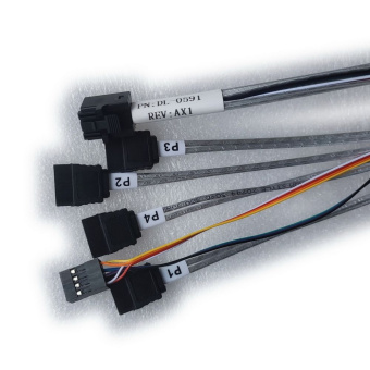 Кабель DiliVing DL-0591,    Internal SFF8643-to-4*SATA+SB ( HDmSAS (прямой) -to- 4*SATA(прямой)+SideBand)  Crossover, 75 cm