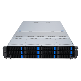 Серверная платформа  ASUS RS520A-E12-RS12U: 2U, 1x AMD EPYC 9004 SP5, 24x DDR5 RDIMM 4800, 12x 2.5/3.5" SAS/SATA/NVME, 2x 2.5" SATA, 5x PCIe 5.0, 2x M.2, 1x OCP 3.0 x16, 2x 1GbE, 2x 1600W (90SF02G1-M002Y0)