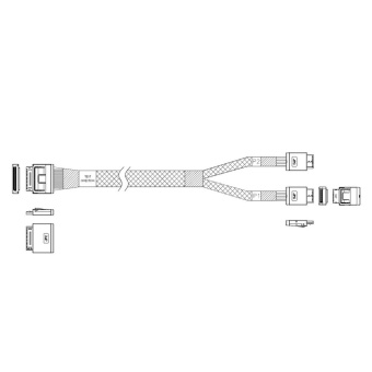 Кабель JPC P5251DR01000-1 Internal OCuLink x8 80P (прямой) to 2x OCuLink x4 42P (прямой),  100см