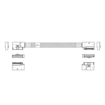 Кабель JPC P732FGB00800-1 Internal MCIO x8 74P (угловой Left) to MCIO x8 74P (угловой Left),  80см