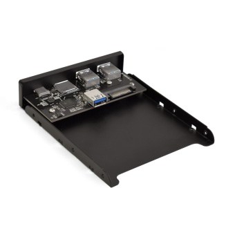 Корпус Exegate Планка USB на переднюю панель U3H-621 3,5", 2*USB3.0+1*TypeC+1*SD+TF card, черная, металл, подсоединение к мат. плате (117198)