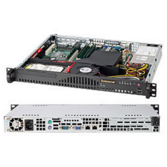 Корпус SuperMicro CSE-512-200B 14" D, 1U W/FRONT USB,HIGH-EFFICIENCY 200W,BLACK {6}